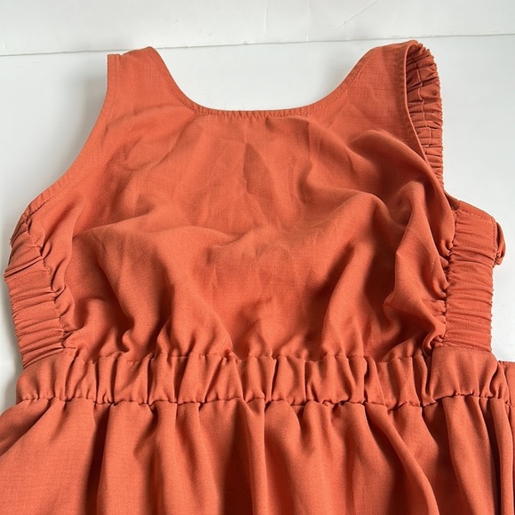 Shein burnt orange A-line back cut out boho sleeveless dress - Picture 13 of 15